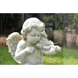 小天使石像拉提琴 (y14595 立體雕塑.擺飾-立體童趣擺飾)